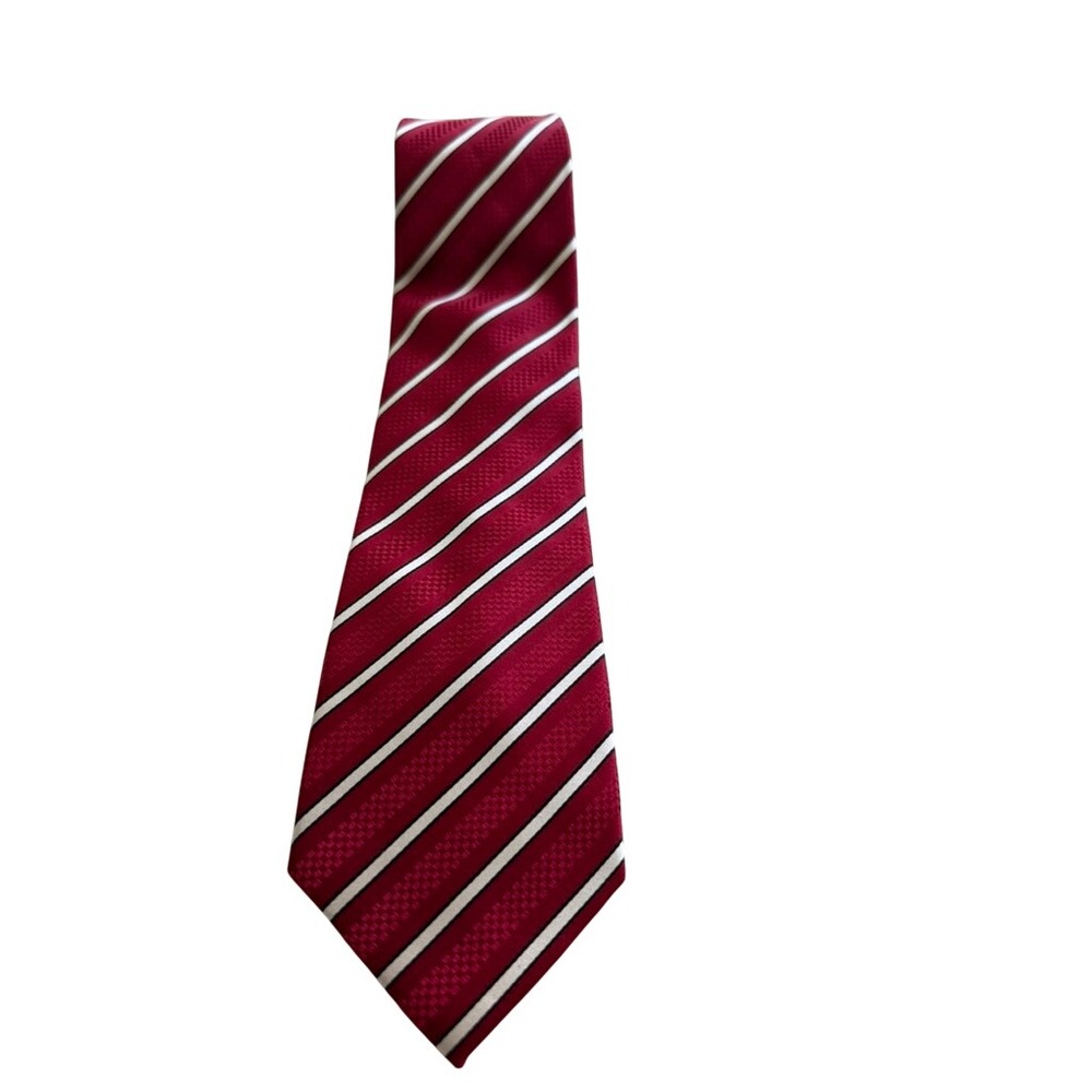 "Donald J Trump" Signature Collection Mens Burgundy Red Striped Silk Necktie Rep